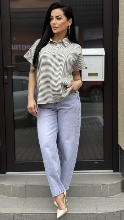 Pásikavé Dámske tričko – čiernobiele